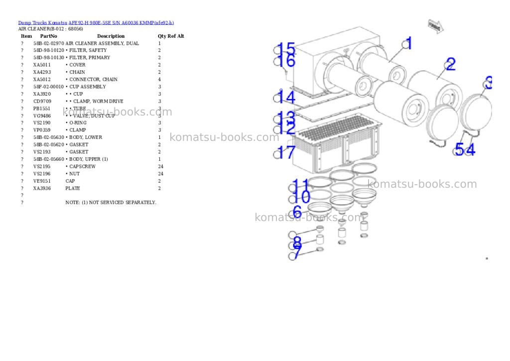 Komatsu AFE92-H 980E-5SE S/N A60036 KMMP Parts catalog cover Page 6