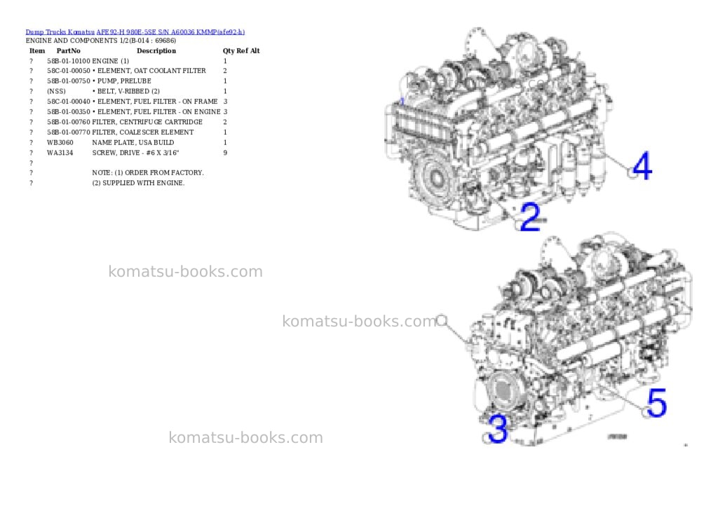 Komatsu AFE92-H 980E-5SE S/N A60036 KMMP Parts catalog cover Page 7