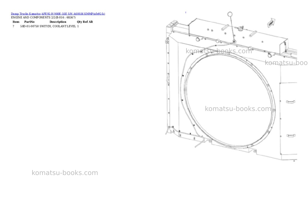Komatsu AFE92-H 980E-5SE S/N A60036 KMMP Parts catalog cover Page 8