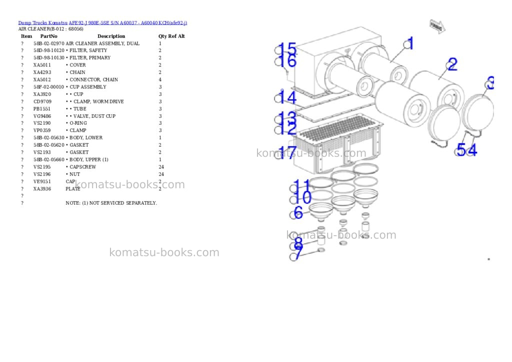 Komatsu AFE92-J 980E-5SE S/N A60037 - A60040 KCH Parts catalog cover Page 5