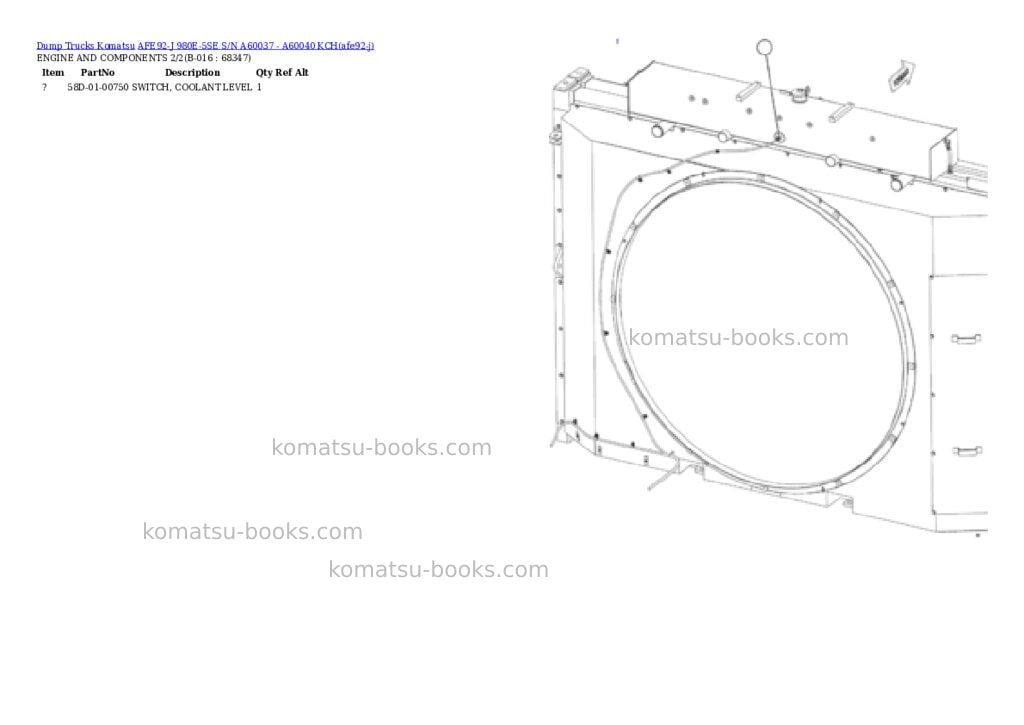 Komatsu AFE92-J 980E-5SE S/N A60037 - A60040 KCH Parts catalog cover Page 7