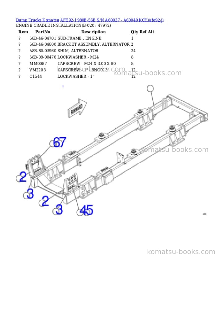 Komatsu AFE92-J 980E-5SE S/N A60037 - A60040 KCH Parts catalog cover Page 9