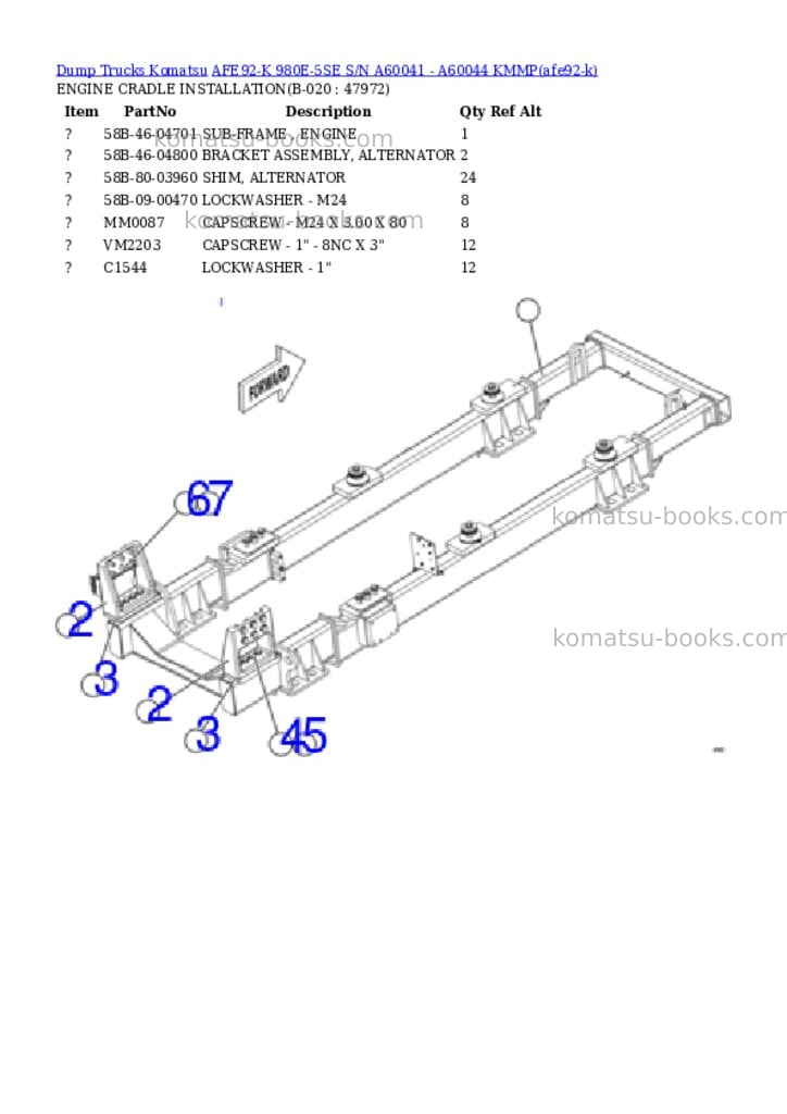 Komatsu AFE92-K 980E-5SE S/N A60041 - A60044 KMMP Parts catalog cover Page 10