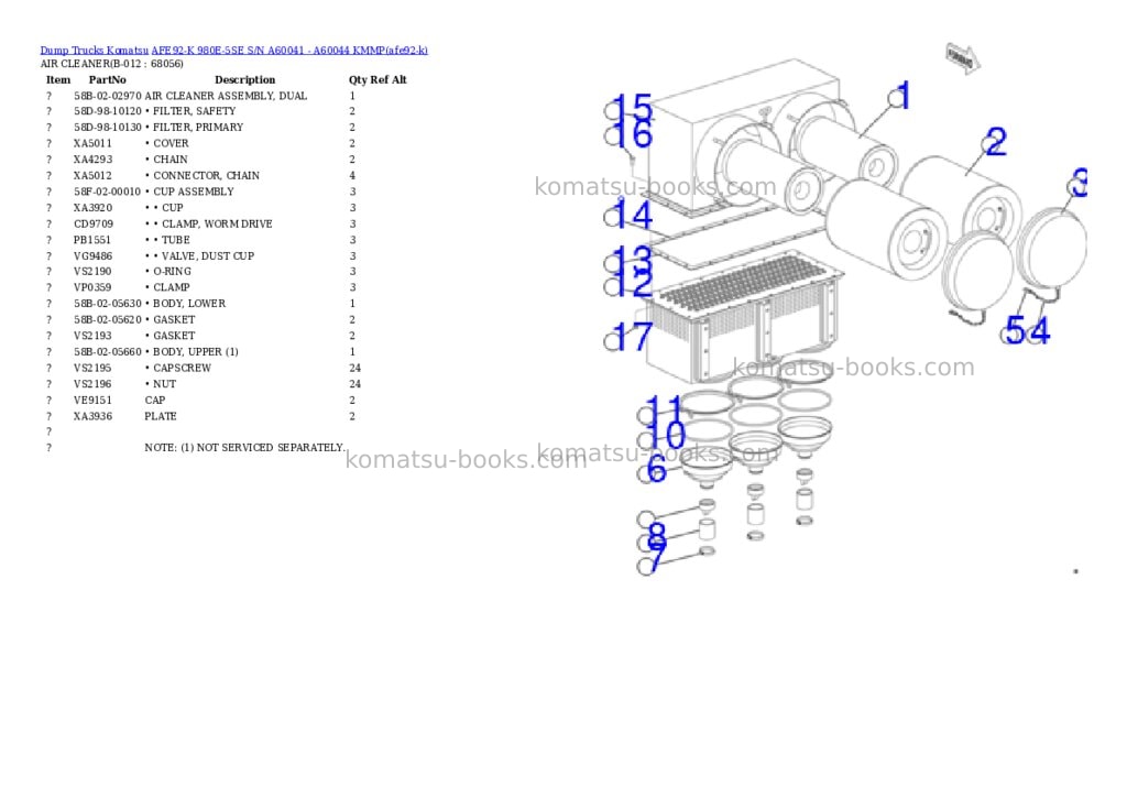 Komatsu AFE92-K 980E-5SE S/N A60041 - A60044 KMMP Parts catalog cover Page 6