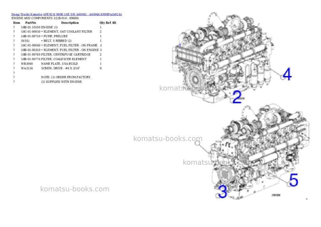 Komatsu AFE92-K 980E-5SE S/N A60041 - A60044 KMMP Parts catalog cover Page 7