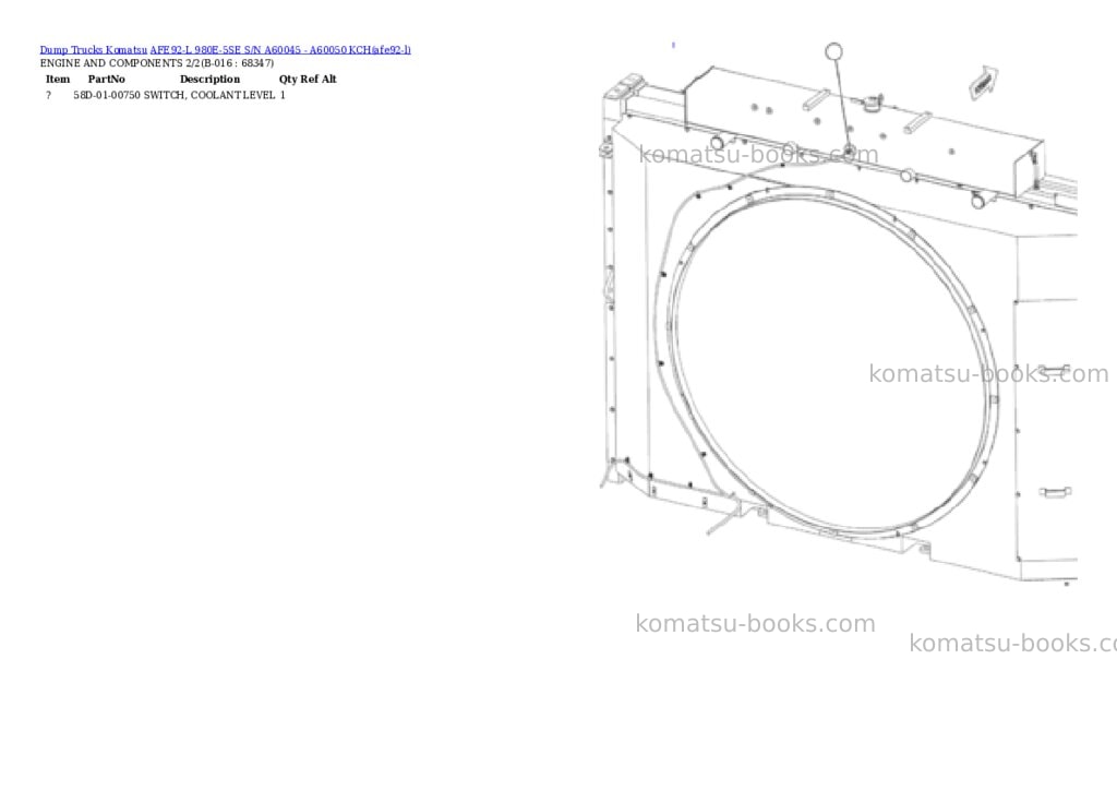 Komatsu AFE92-L 980E-5SE S/N A60045 - A60050 KCH Parts catalog cover Page 8
