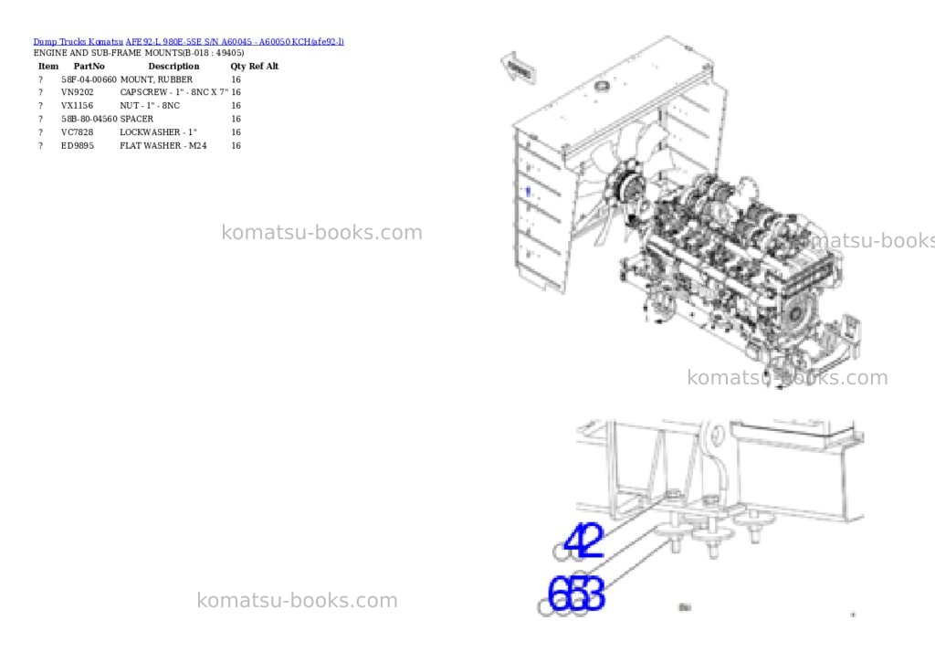 Komatsu AFE92-L 980E-5SE S/N A60045 - A60050 KCH Parts catalog cover Page 9