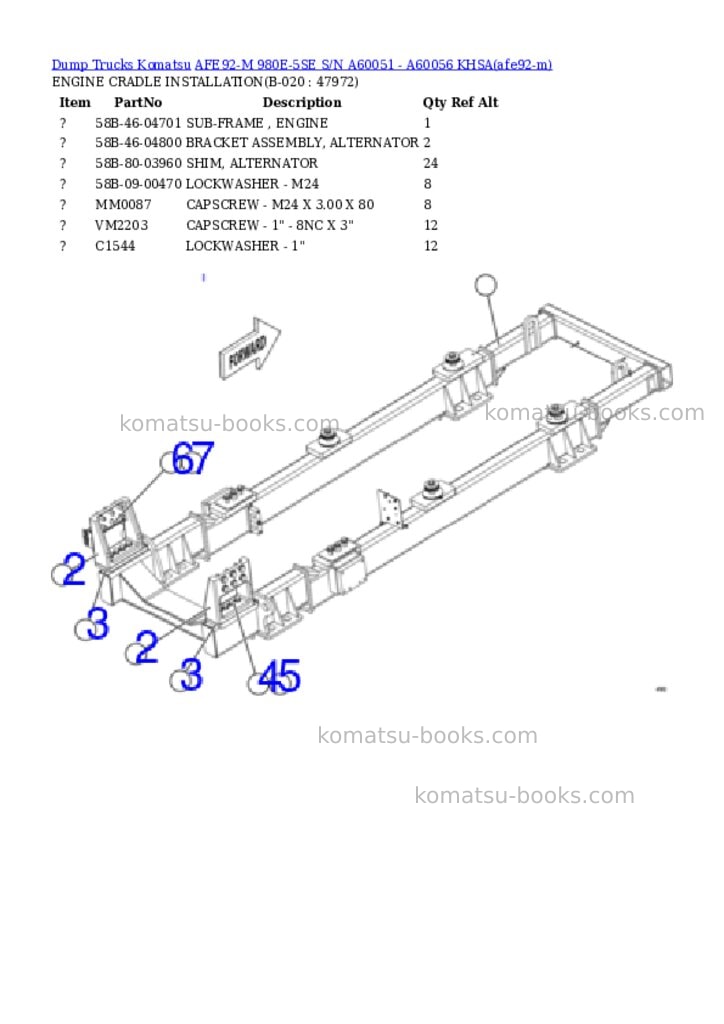 Komatsu AFE92-M 980E-5SE S/N A60051 - A60056 KHSA Parts catalog cover Page 10