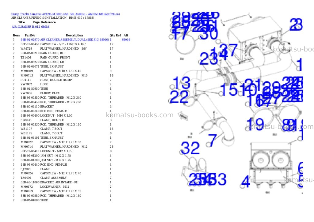 Komatsu AFE92-M 980E-5SE S/N A60051 - A60056 KHSA Parts catalog cover Page 5
