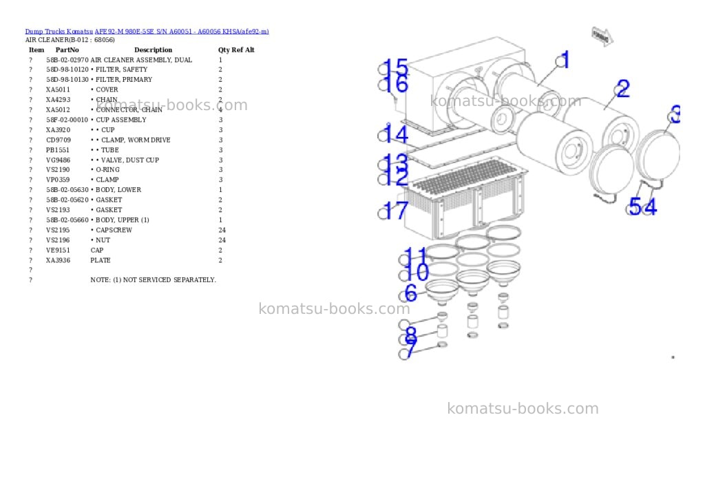 Komatsu AFE92-M 980E-5SE S/N A60051 - A60056 KHSA Parts catalog cover Page 6