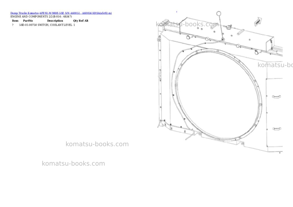 Komatsu AFE92-M 980E-5SE S/N A60051 - A60056 KHSA Parts catalog cover Page 8