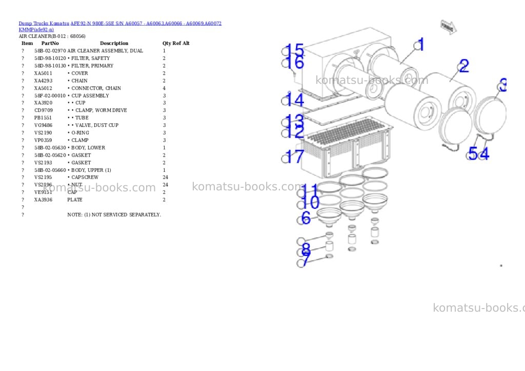 Komatsu AFE92-N 980E-5SE S/N A60057 - A60063,A60066 - A60069,A60072 KMMP Parts catalog cover Page 6 Komatsu AFE92-N 980E-5SE S/N A60057 - A60063,A60066 - A60069,A60072 KMMP Parts catalog cover Page 6
