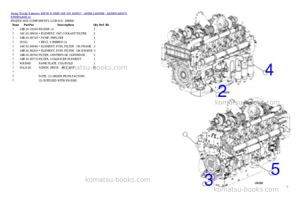 Komatsu AFE92-N 980E-5SE S/N A60057 - A60063,A60066 - A60069,A60072 KMMP Parts catalog cover Page 7 Komatsu AFE92-N 980E-5SE S/N A60057 - A60063,A60066 - A60069,A60072 KMMP Parts catalog cover Page 7