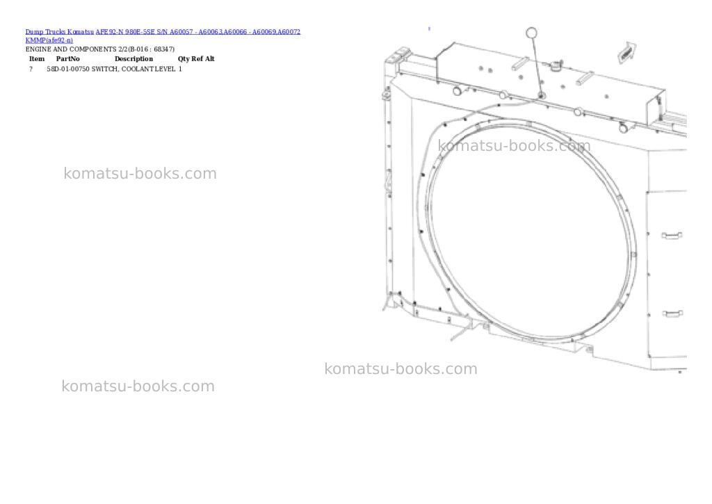 Komatsu AFE92-N 980E-5SE S/N A60057 - A60063,A60066 - A60069,A60072 KMMP Parts catalog cover Page 8 Komatsu AFE92-N 980E-5SE S/N A60057 - A60063,A60066 - A60069,A60072 KMMP Parts catalog cover Page 8