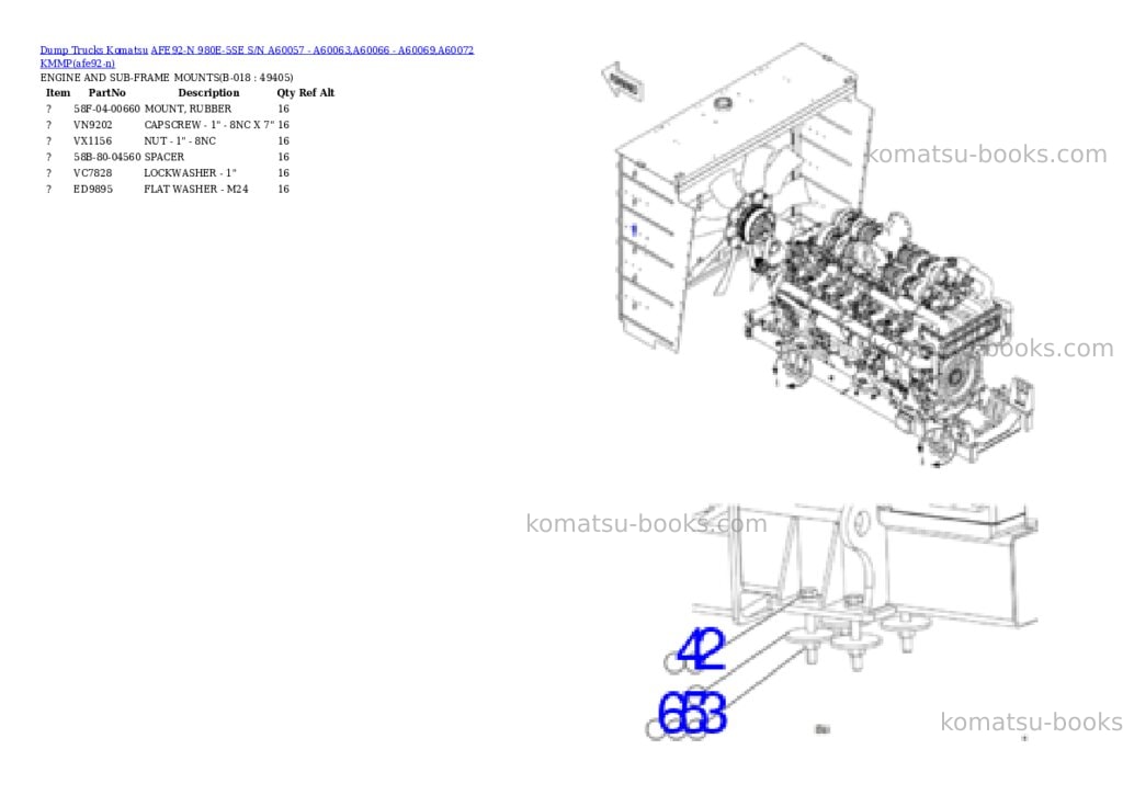 Komatsu AFE92-N 980E-5SE S/N A60057 - A60063,A60066 - A60069,A60072 KMMP Parts catalog cover Page 9 Komatsu AFE92-N 980E-5SE S/N A60057 - A60063,A60066 - A60069,A60072 KMMP Parts catalog cover Page 9
