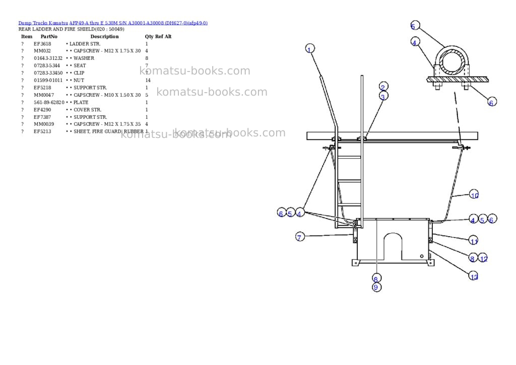 Komatsu afp49-a thru e 530m s/n a30001-a30008 dh627-0 Parts catalog cover Page 10 Komatsu afp49-a thru e 530m s/n a30001-a30008 dh627-0 Parts catalog cover Page 10