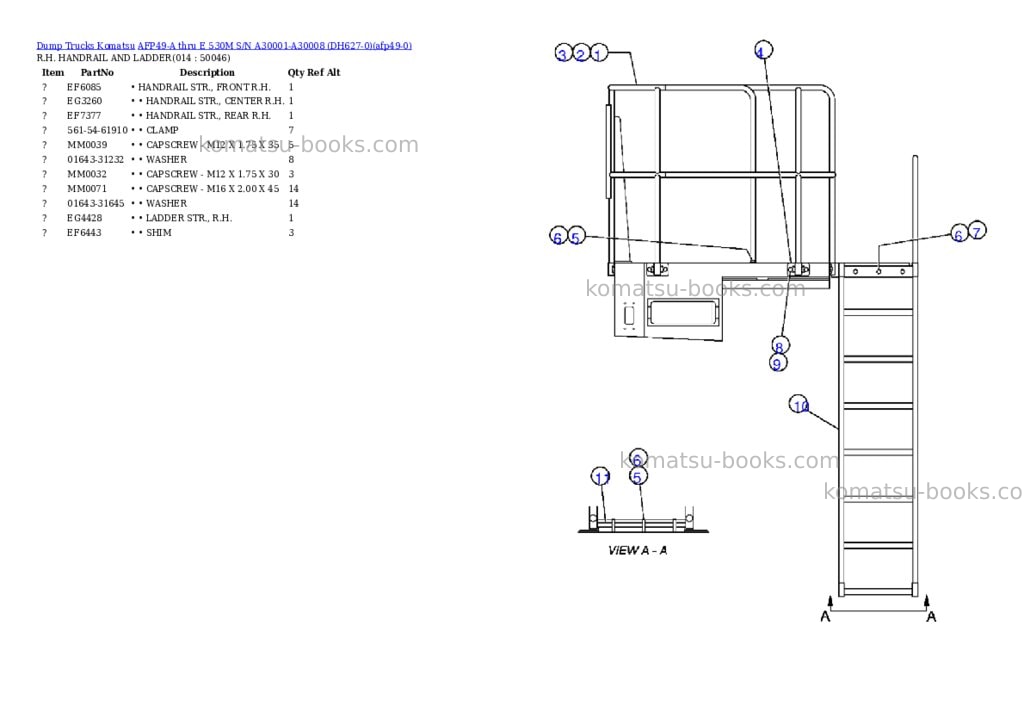 Komatsu afp49-a thru e 530m s/n a30001-a30008 dh627-0 Parts catalog cover Page 7 Komatsu afp49-a thru e 530m s/n a30001-a30008 dh627-0 Parts catalog cover Page 7