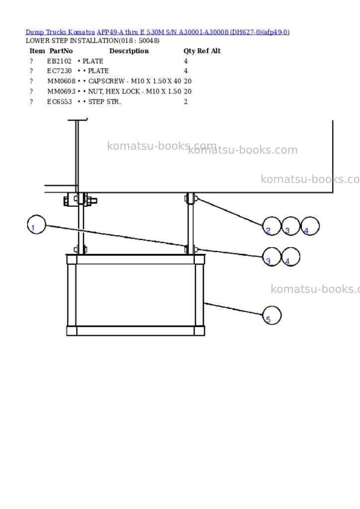 Komatsu afp49-a thru e 530m s/n a30001-a30008 dh627-0 Parts catalog cover Page 9 Komatsu afp49-a thru e 530m s/n a30001-a30008 dh627-0 Parts catalog cover Page 9