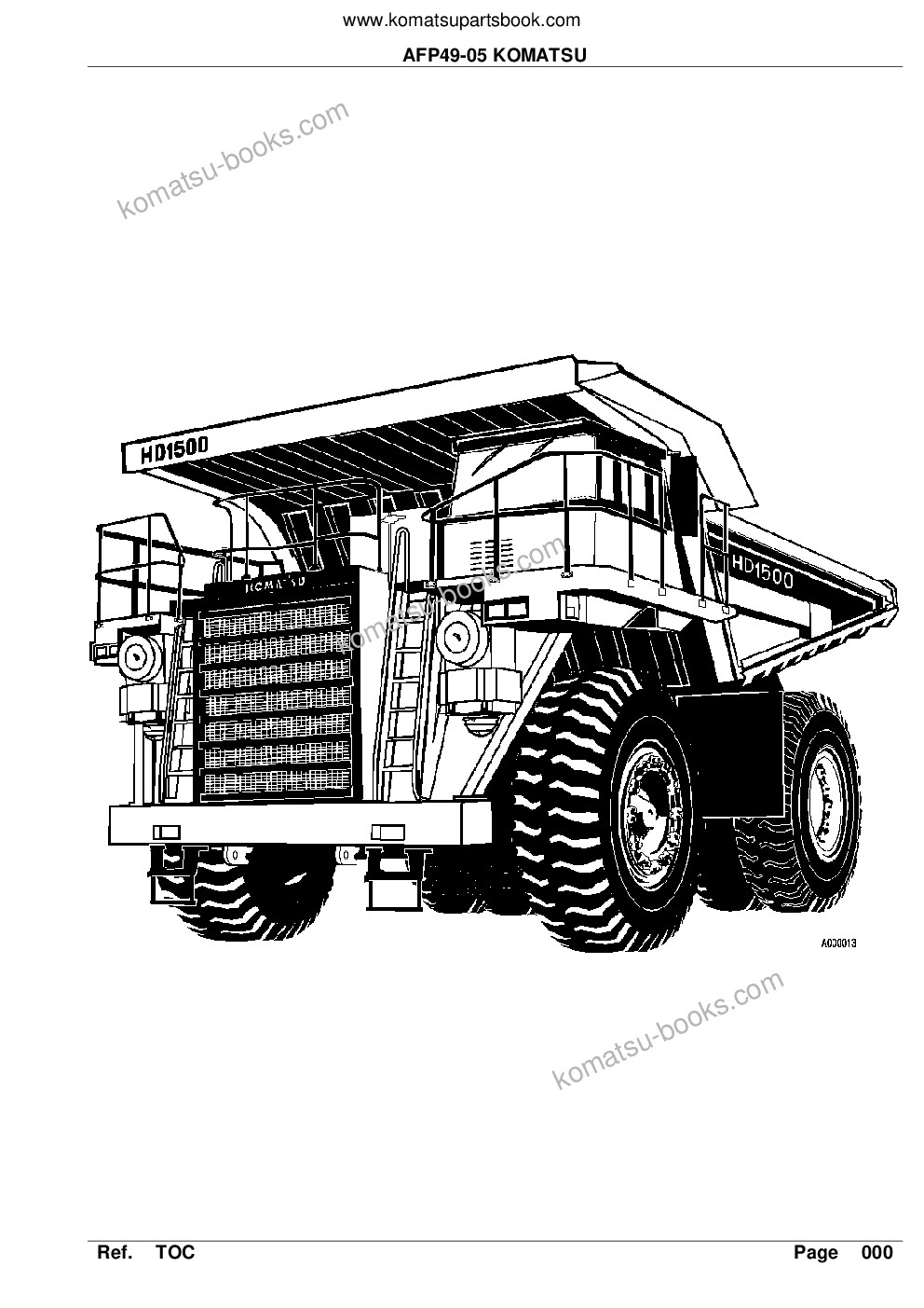 Komatsu hd1500-5 s/n a30039 & up bepb034005 afp49-01 Parts catalog cover