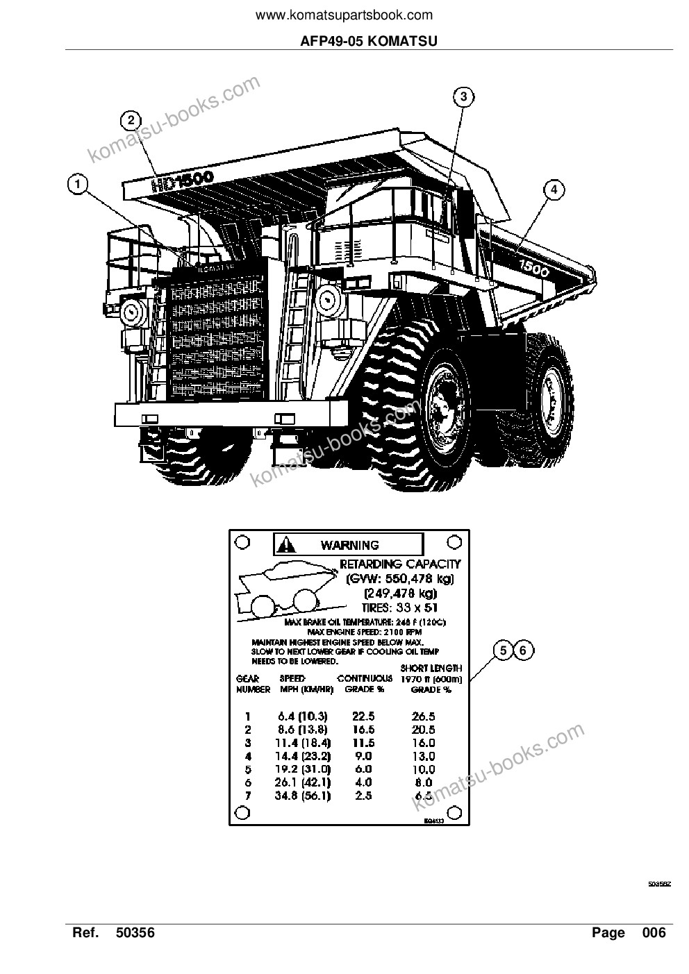 Komatsu hd1500-5 s/n a30039 & up bepb034005 afp49-01 Parts catalog cover Page 8