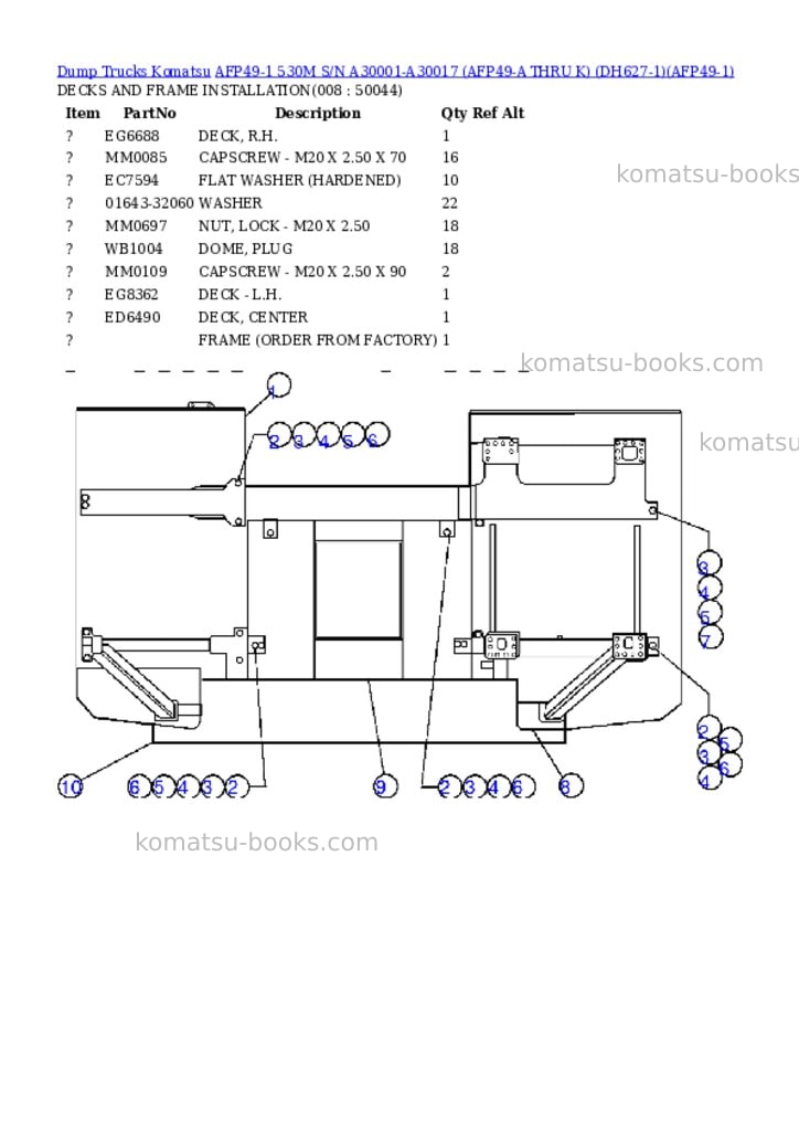 Komatsu afp49-1 530m s/n a30001-a30017 afp49-a thru k dh627-1 Parts catalog cover Page 4 Komatsu afp49-1 530m s/n a30001-a30017 afp49-a thru k dh627-1 Parts catalog cover Page 4