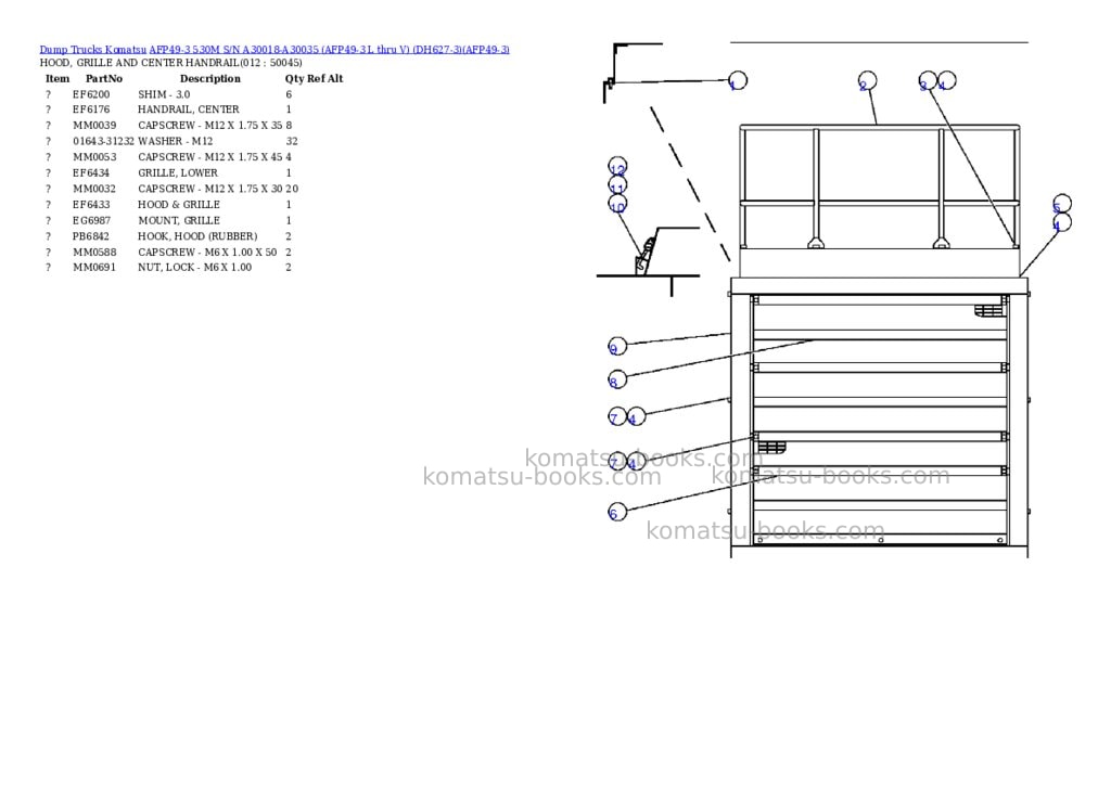 Komatsu afp49-3 530m s/n a30018-a30035 afp49-3 l thru v dh627-3 Parts catalog cover Page 6 Komatsu afp49-3 530m s/n a30018-a30035 afp49-3 l thru v dh627-3 Parts catalog cover Page 6