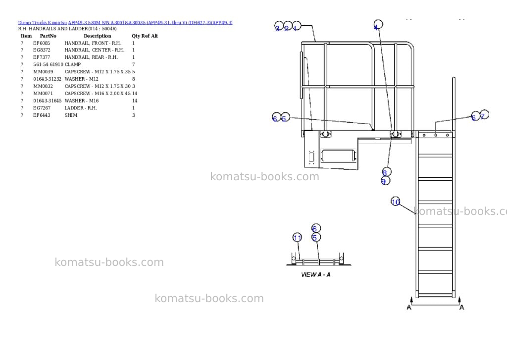 Komatsu afp49-3 530m s/n a30018-a30035 afp49-3 l thru v dh627-3 Parts catalog cover Page 7 Komatsu afp49-3 530m s/n a30018-a30035 afp49-3 l thru v dh627-3 Parts catalog cover Page 7