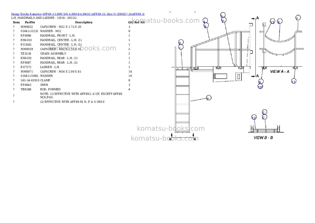 Komatsu afp49-3 530m s/n a30018-a30035 afp49-3 l thru v dh627-3 Parts catalog cover Page 8 Komatsu afp49-3 530m s/n a30018-a30035 afp49-3 l thru v dh627-3 Parts catalog cover Page 8