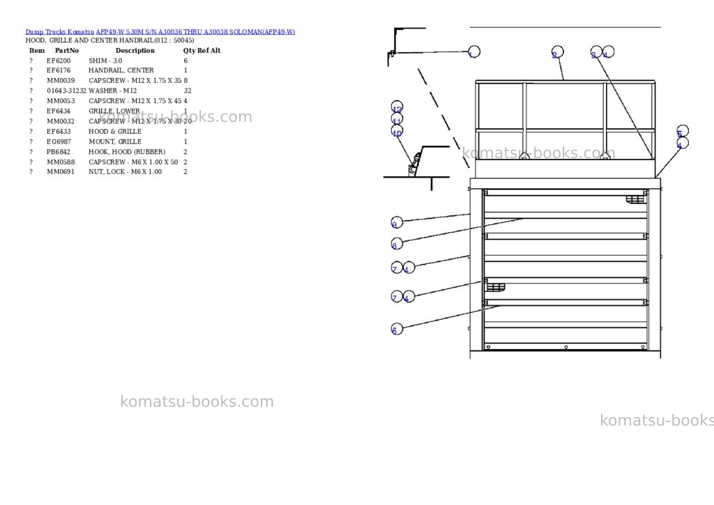 Komatsu afp49-w 530m s/n a30036 thru a30038 soloman Parts catalog cover Page 6 Komatsu afp49-w 530m s/n a30036 thru a30038 soloman Parts catalog cover Page 6