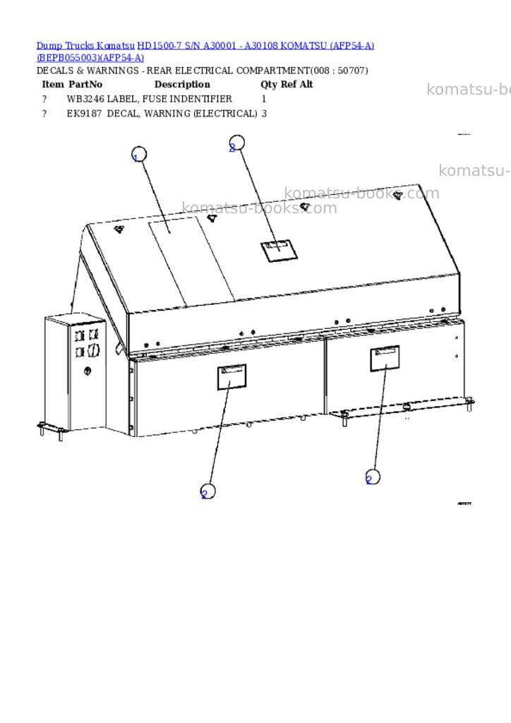 Komatsu hd1500-7 s/n a30001 - a30108 komatsu afp54-a bepb055003 Parts catalog cover Page 4 Komatsu hd1500-7 s/n a30001 - a30108 komatsu afp54-a bepb055003 Parts catalog cover Page 4