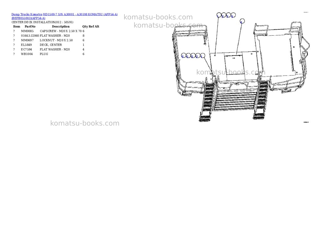 Komatsu hd1500-7 s/n a30001 - a30108 komatsu afp54-a bepb055003 Parts catalog cover Page 6 Komatsu hd1500-7 s/n a30001 - a30108 komatsu afp54-a bepb055003 Parts catalog cover Page 6