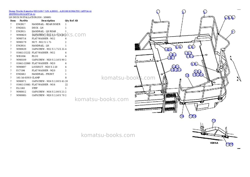 Komatsu hd1500-7 s/n a30001 - a30108 komatsu afp54-a bepb055003 Parts catalog cover Page 8 Komatsu hd1500-7 s/n a30001 - a30108 komatsu afp54-a bepb055003 Parts catalog cover Page 8