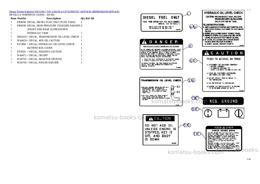 Komatsu hd1500-7 s/n a30109 & up komatsu afp54-b bepb096200 Parts catalog cover Komatsu hd1500-7 s/n a30109 & up komatsu afp54-b bepb096200 Parts catalog cover