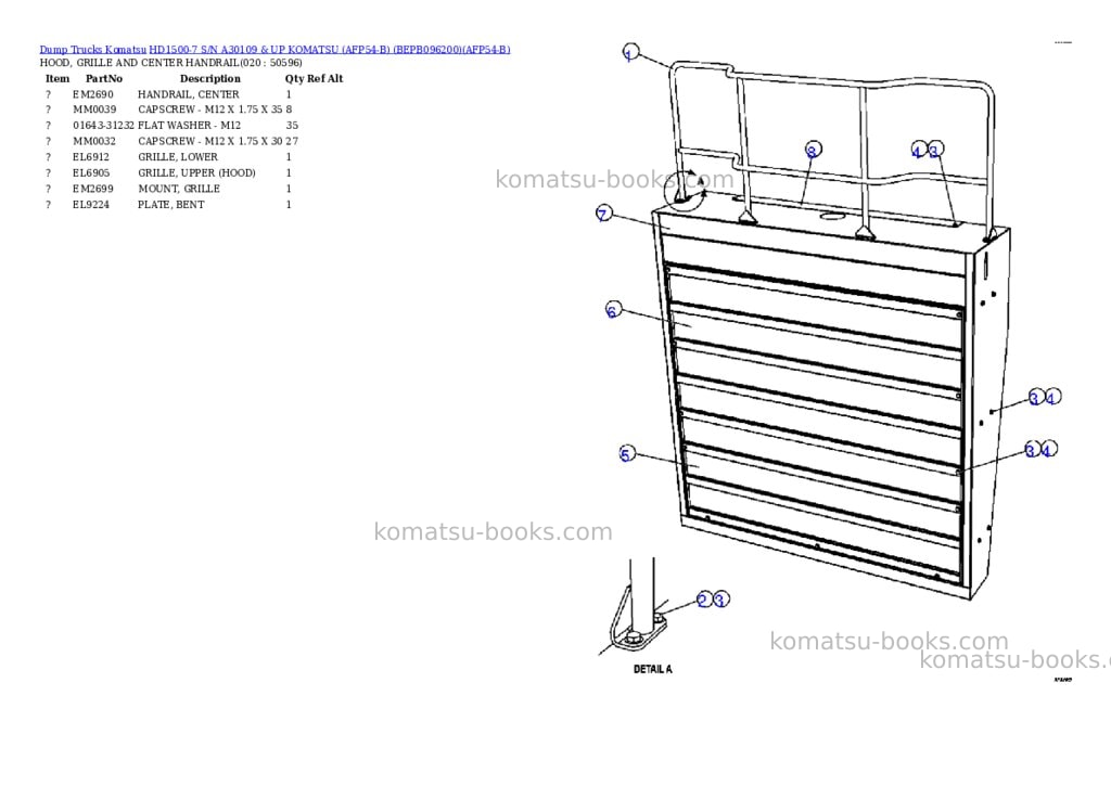Komatsu hd1500-7 s/n a30109 & up komatsu afp54-b bepb096200 Parts catalog cover Page 10 Komatsu hd1500-7 s/n a30109 & up komatsu afp54-b bepb096200 Parts catalog cover Page 10