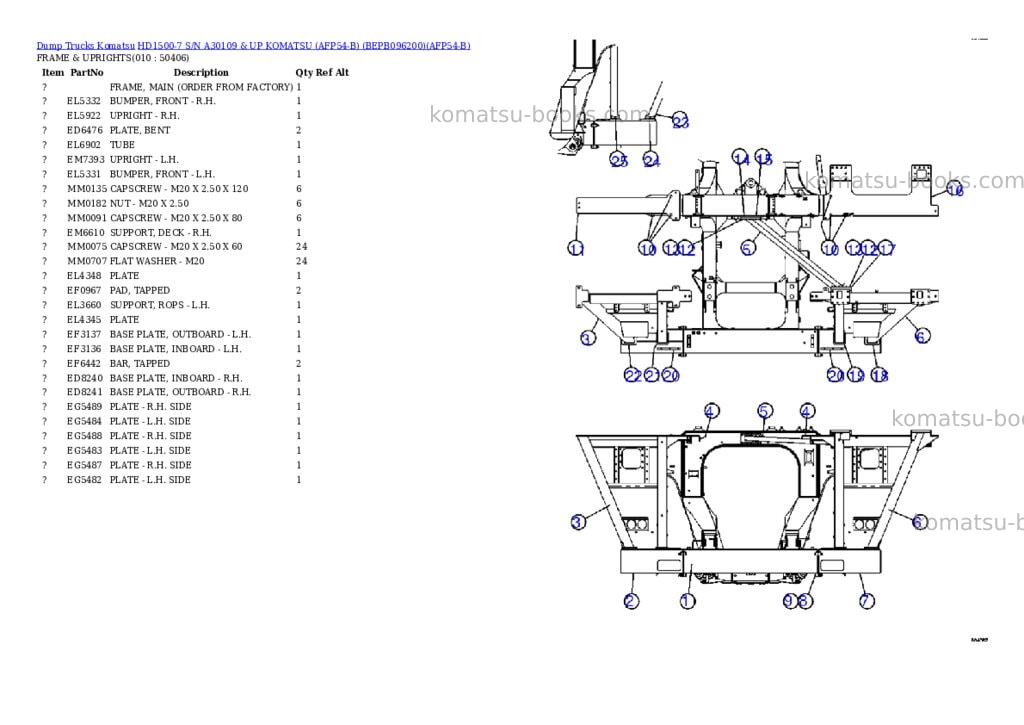 Komatsu hd1500-7 s/n a30109 & up komatsu afp54-b bepb096200 Parts catalog cover Page 5 Komatsu hd1500-7 s/n a30109 & up komatsu afp54-b bepb096200 Parts catalog cover Page 5