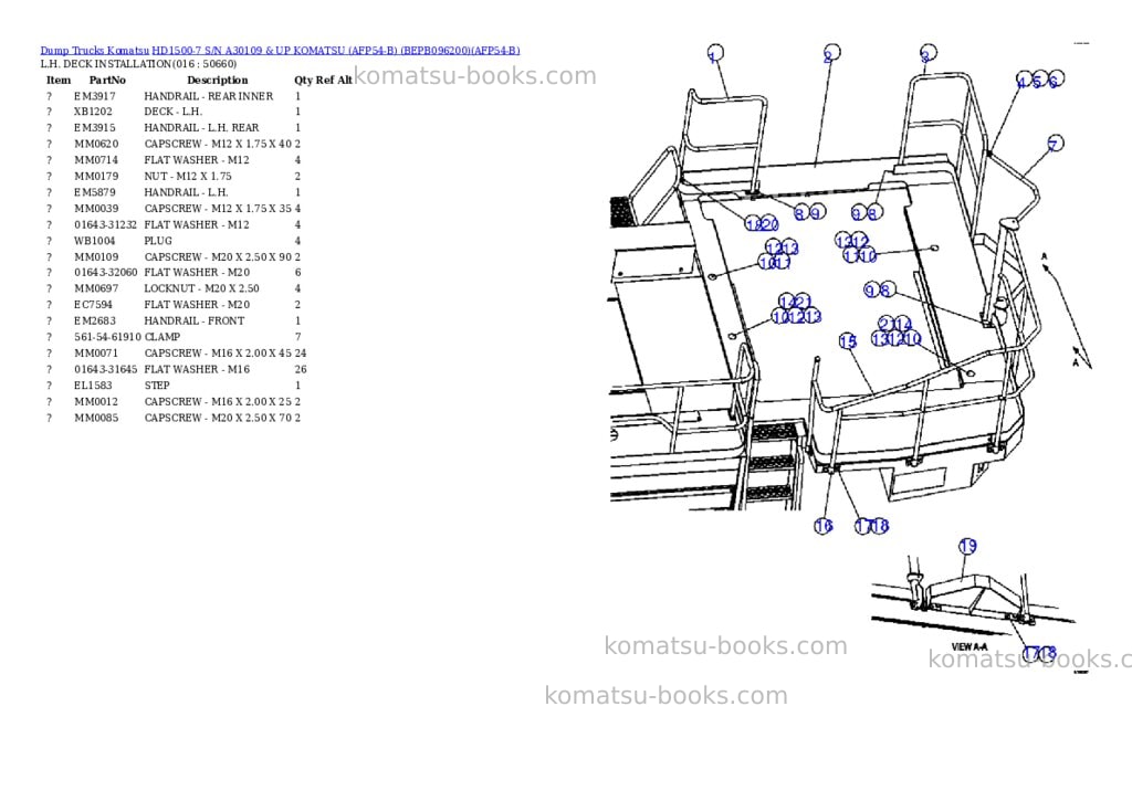 Komatsu hd1500-7 s/n a30109 & up komatsu afp54-b bepb096200 Parts catalog cover Page 8 Komatsu hd1500-7 s/n a30109 & up komatsu afp54-b bepb096200 Parts catalog cover Page 8