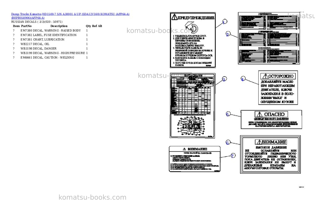 Komatsu hd1500-7 s/n a30001 & up sda12v160 komatsu afp64-a bepb058906 Parts catalog cover Page 10 Komatsu hd1500-7 s/n a30001 & up sda12v160 komatsu afp64-a bepb058906 Parts catalog cover Page 10