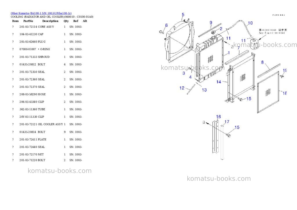 Komatsu ba100-1 s/n 1003-up Parts catalog cover Page 5 Komatsu ba100-1 s/n 1003-up Parts catalog cover Page 5