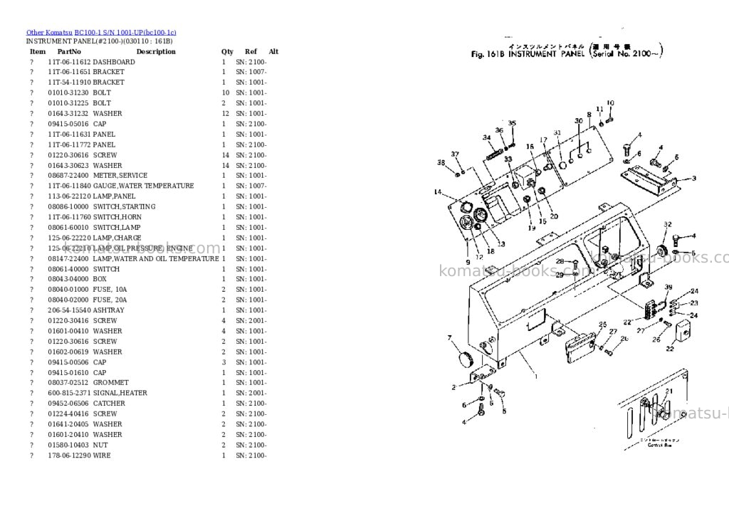 Komatsu BC100-1 S/N 1001-UP Parts catalog cover Page 10 Komatsu BC100-1 S/N 1001-UP Parts catalog cover Page 10