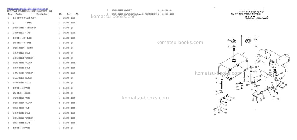 Komatsu bc100-1 s/n 1001-up Parts catalog cover Page 6 Komatsu bc100-1 s/n 1001-up Parts catalog cover Page 6