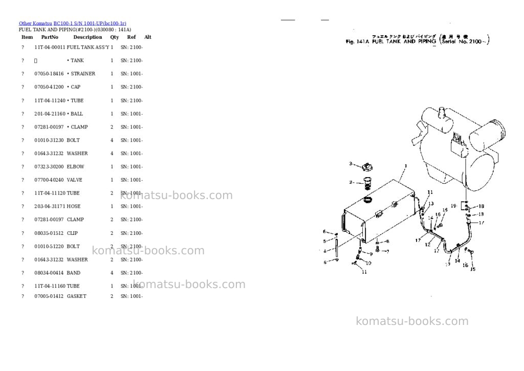 Komatsu bc100-1 s/n 1001-up Parts catalog cover Page 7 Komatsu bc100-1 s/n 1001-up Parts catalog cover Page 7
