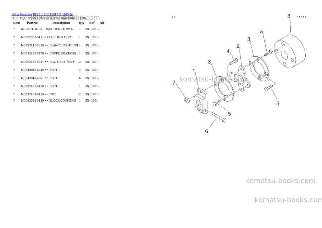 Komatsu bf60-1 s/n 1001-up Parts catalog cover Page 5 Komatsu bf60-1 s/n 1001-up Parts catalog cover Page 5