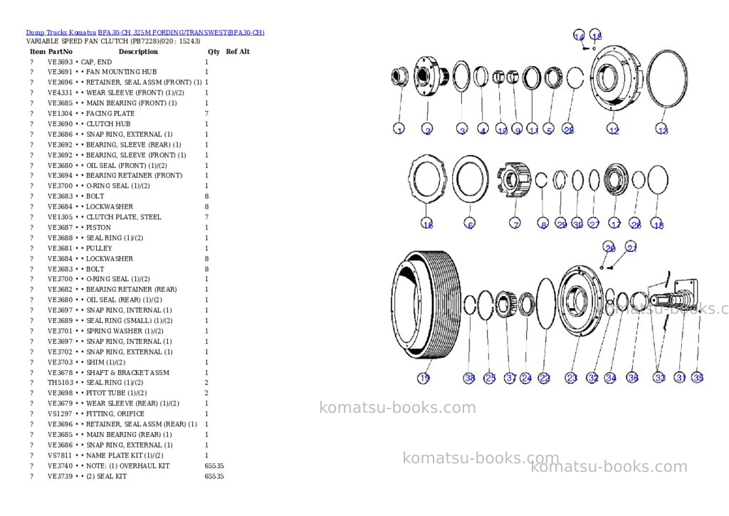 Komatsu bfa30-ch 325m fording/transwest Parts catalog cover Page 10 Komatsu bfa30-ch 325m fording/transwest Parts catalog cover Page 10