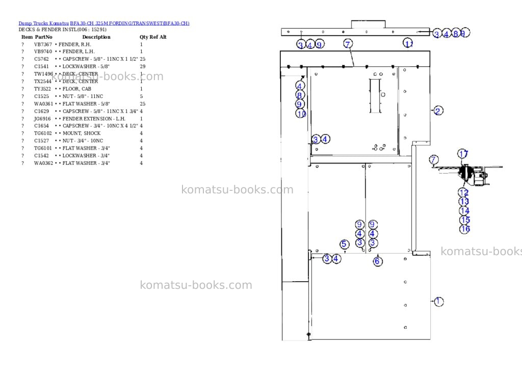Komatsu bfa30-ch 325m fording/transwest Parts catalog cover Page 3 Komatsu bfa30-ch 325m fording/transwest Parts catalog cover Page 3