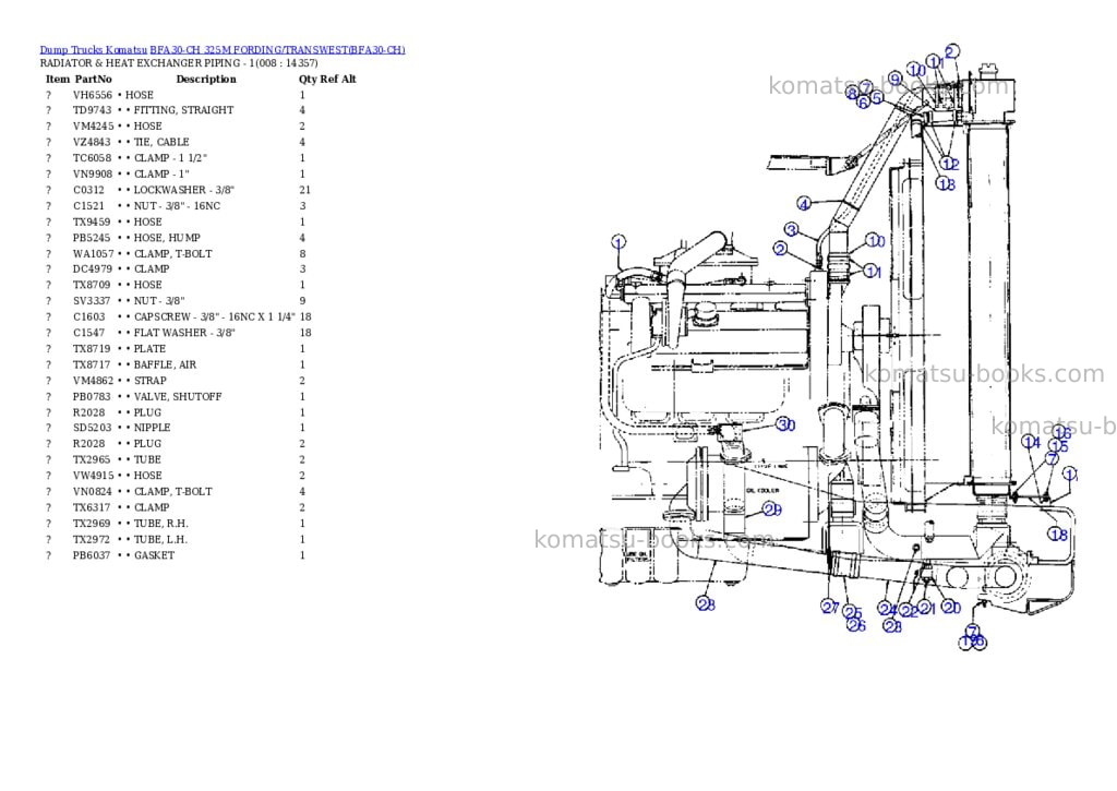 Komatsu bfa30-ch 325m fording/transwest Parts catalog cover Page 4 Komatsu bfa30-ch 325m fording/transwest Parts catalog cover Page 4