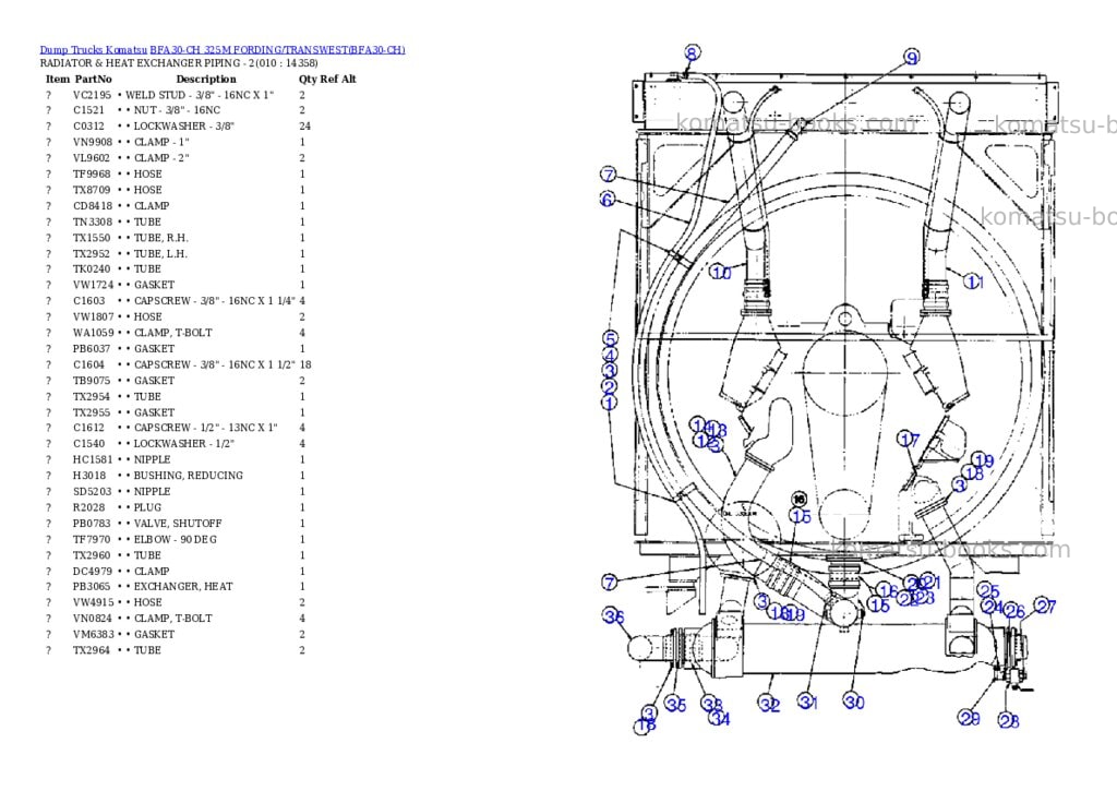 Komatsu bfa30-ch 325m fording/transwest Parts catalog cover Page 5 Komatsu bfa30-ch 325m fording/transwest Parts catalog cover Page 5