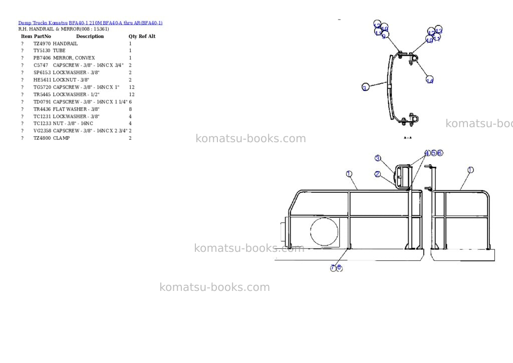 Komatsu bfa40-1 210m bfa40-a thru ar Parts catalog cover Page 4