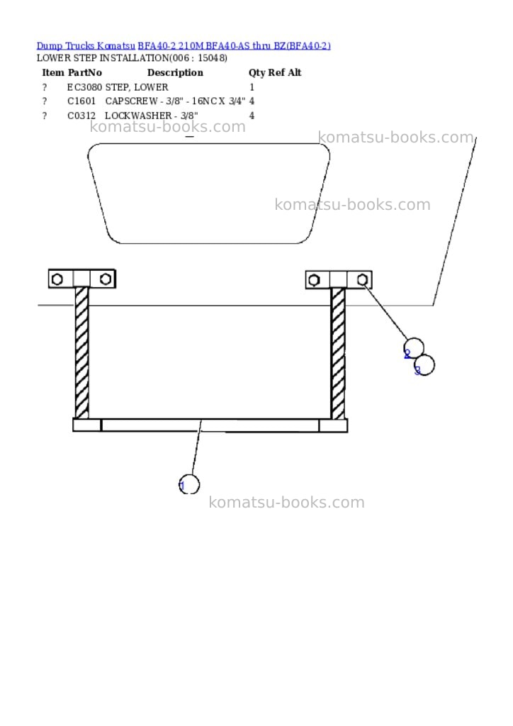 Komatsu bfa40-2 210m bfa40-as thru bz Parts catalog cover Page 3