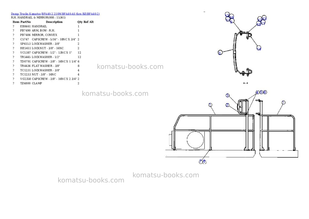 Komatsu bfa40-2 210m bfa40-as thru bz Parts catalog cover Page 4