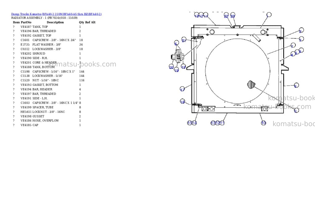 Komatsu bfa40-2 210m bfa40-as thru bz Parts catalog cover Page 8